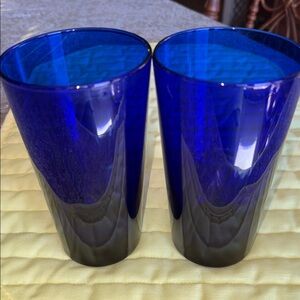 Pr. Cobalt blue glass tall glasses, size in photos $15